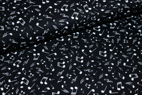 Designerbaumwollstoff Black and White Notes (10 cm)